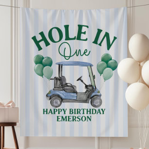 Hole in One First Birthday Party Banner Golf 1st Tapestry