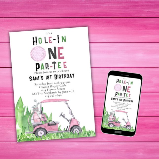Hole In One First Golf Birthday Partee  Invitation (Creator Uploaded)