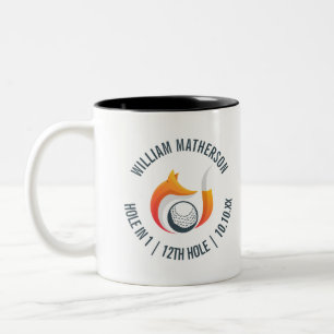 Hole in One Fox And Ball Personalised Two-Tone Coffee Mug