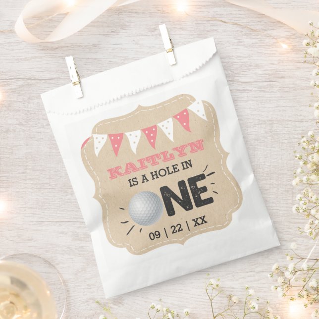 Hole In One Girls Golf 1st Birthday Par-tee Favour Bag (Clipped)