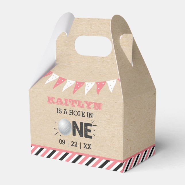 Hole In One Girls Golf 1st Birthday Par-tee Favour Box (Front Side)