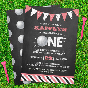 Hole In One Girls Golf 1st Birthday Par-tee Invitation