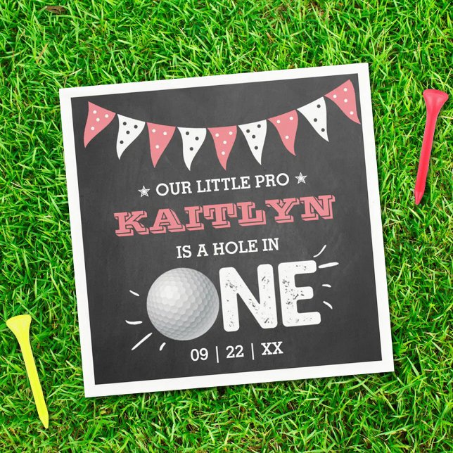 Hole In One Girls Golf 1st Birthday Par-tee Napkin (Creator Uploaded)