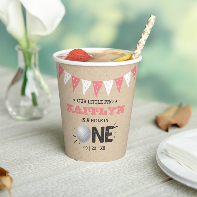 Hole In One Girls Golf 1st Birthday Par-tee Paper Cups (Insitu)