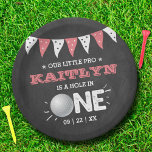 Hole In One Girls Golf 1st Birthday Par-tee Paper Plate<br><div class="desc">Celebrate in style with these trendy 1st birthday party paper plates. The design is easy to personalise with your own wording and your family and friends will be thrilled when they see these fabulous party plates. Matching party items can be found in the collection.</div>