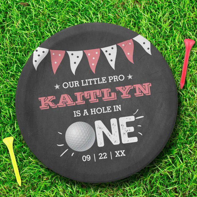 Hole In One Girls Golf 1st Birthday Par-tee Paper Plate (Creator Uploaded)