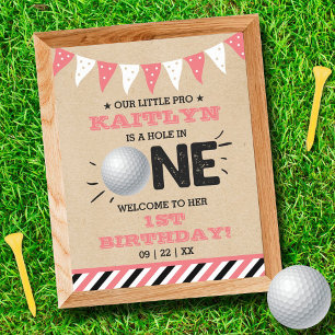 Hole In One Girls Golf 1st Birthday Par-tee Poster