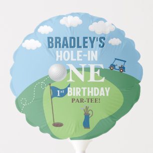 Hole In One Golf 1st Birthday Balloon