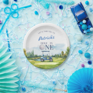 Hole In One Golf 1st Birthday  Paper Plate