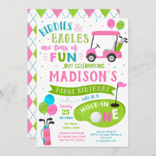 Hole In One Golf 1st Birthday Par-Tee Invitations