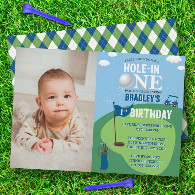Hole In One Golf 1st Birthday Photo Invitation (Creator Uploaded)