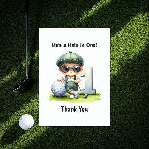Hole in One Golf 1st Birthday Thank You Card