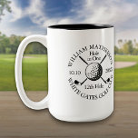 Hole in One Golf Ball And Clubs Personalised Two-Tone Coffee Mug<br><div class="desc">Personalise the name,  location,  hole number and date to create a great keepsake to celebrate that fantastic hole-in-one. Designed by Thisisnotme©</div>