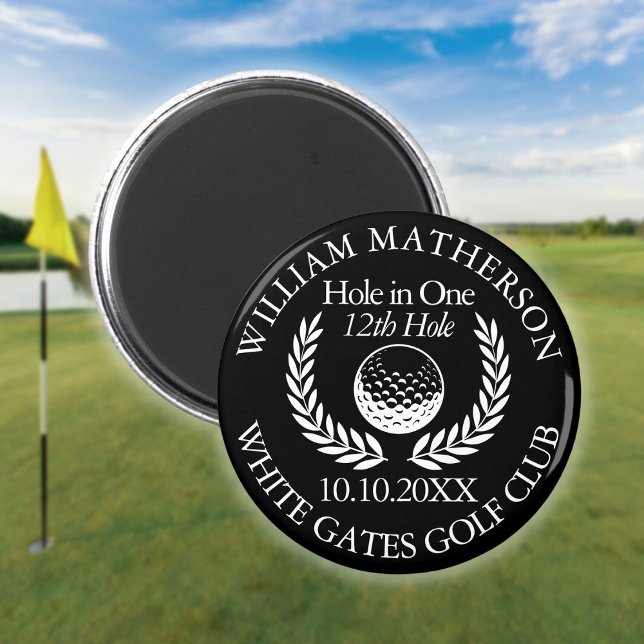 Hole in One Golf Ball And Wreath Black And White Magnet (Hole in One Golf Ball And Wreath Black And White Magnet)
