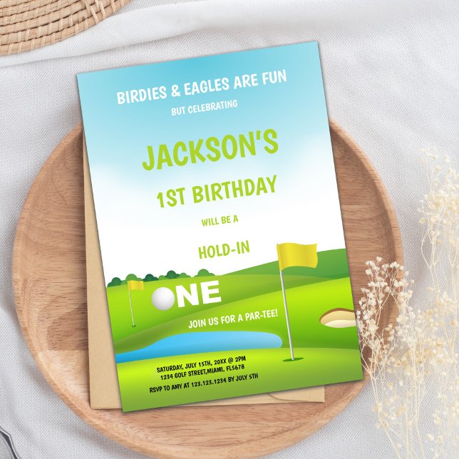 Hole in One Golf Birthday Invitation (Hold in one Golf Birthday Invitations)