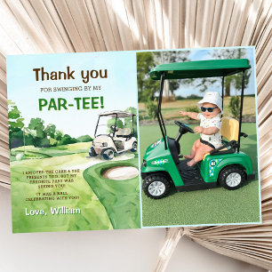 Hole In One Golf Birthday Par-Tee Photo Thank You Card