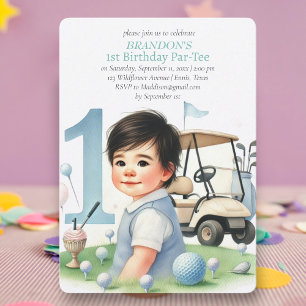 Hole in One Golf Boy 1st Birthday Par-Tee Invitation