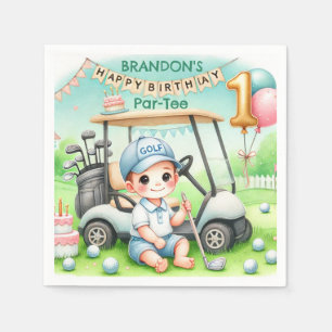 Hole in One Golf Boy 1st Par-tee Birthday Napkin