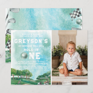 Hole In One Golf Boy First Birthday Par-Tee  Invitation