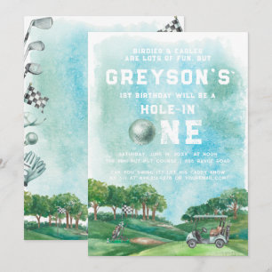 Hole In One Golf Boy First Birthday Par-Tee Invitation