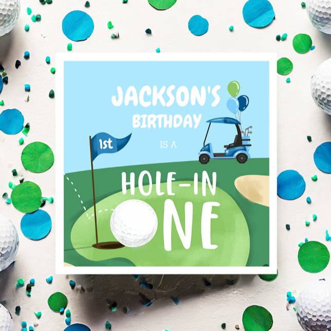 Hole In One Golf Boy First Birthday Par-Tee Napkin (Creator Uploaded)