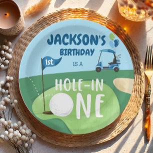 Hole In One Golf Boy First Birthday Par-Tee Paper Plate