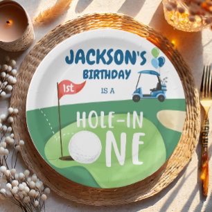 Hole In One Golf Boy First Birthday Par-Tee Paper Plate