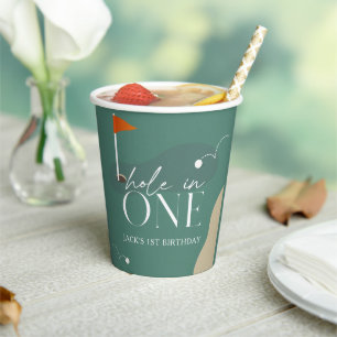 Hole in One Golf Course 1st Birthday Paper Cups