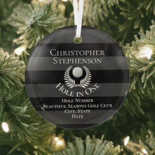 Hole in One Golf Course Custom Recognition Award Glass Tree Decoration