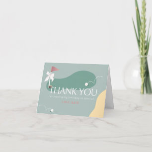Hole in One Golf Course Girl 1st Birthday Thank You Card