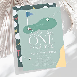 Hole in One Golf Fairway Par-Tee Boy 1st Birthday Invitation