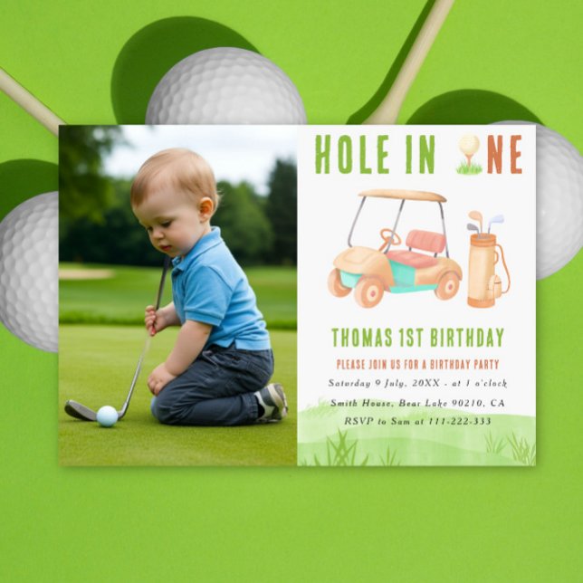 Hole In One Golf First Birthday Party Invitation (Creator Uploaded)