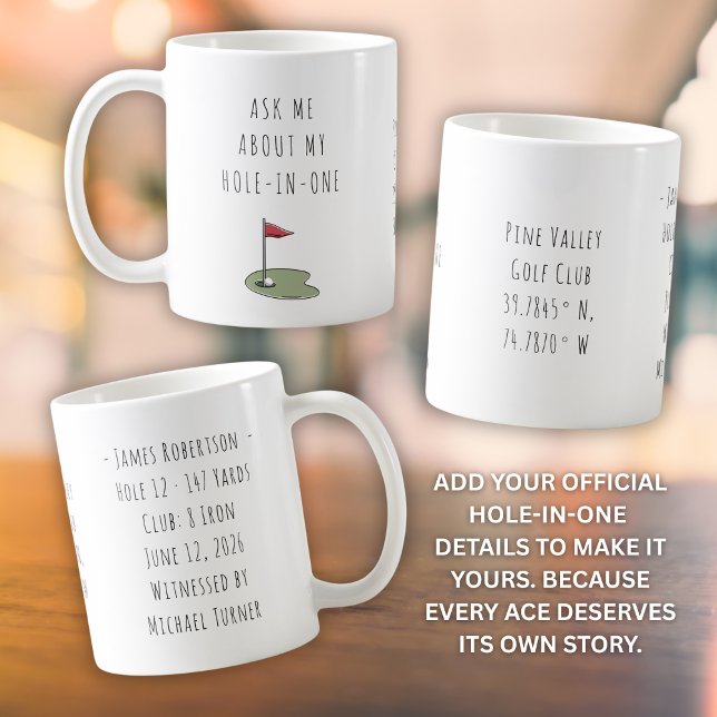 Hole In One Golf Gift for Him Minimal Keepsake Coffee Mug (Creator Uploaded)