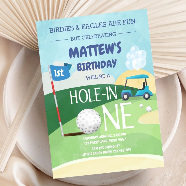 Hole In One Golf Let's Par-tee Birthday Invitation (Creator Uploaded)