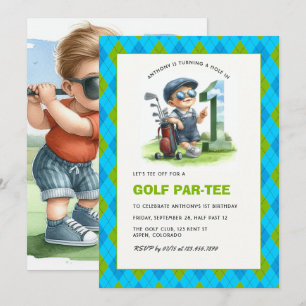 Hole in One Golf Par-Tee 1st Birthday Boy Invitation