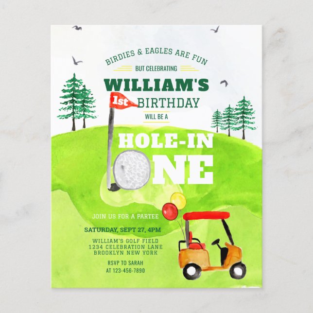 Hole in One Golf Par-tee 1st Birthday Invitation (Front)