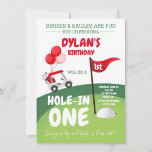 Hole In One Golf Par-tee 1st Birthday Invitation