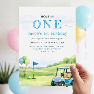 Hole In One Golf Party 1st First Birthday Invitation