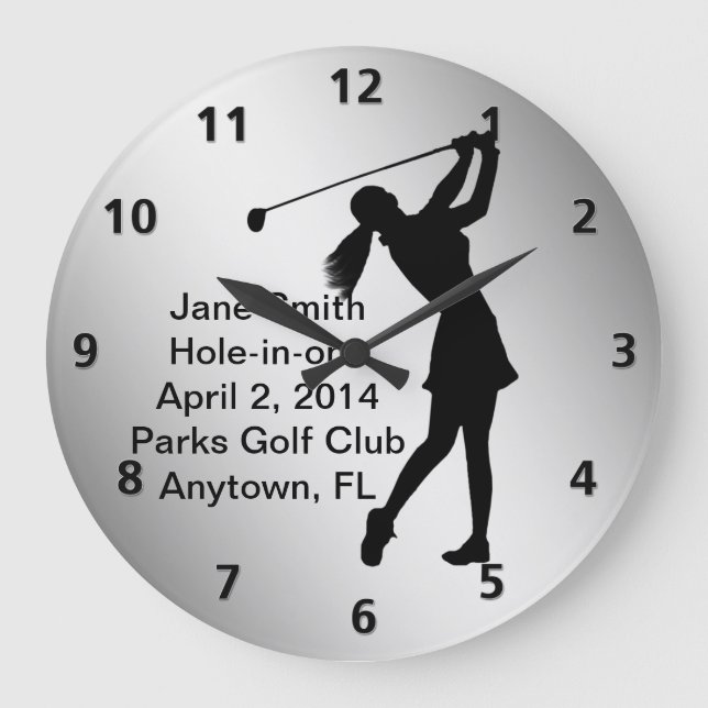 Hole-in-one Golf Swinger Customisable Large Clock (Front)