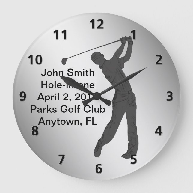 Hole-in-one Golf Swinger Customisable Large Clock (Front)