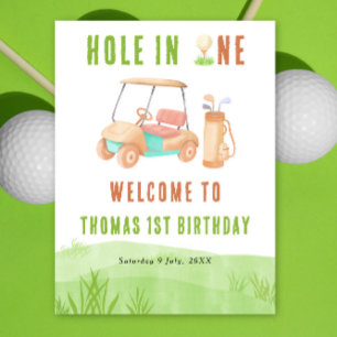 Hole In One Golf Welcome Birthday Party Poster