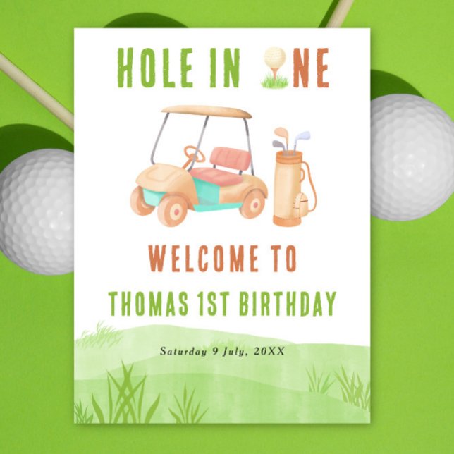 Hole In One Golf Welcome Birthday Party Poster (Creator Uploaded)