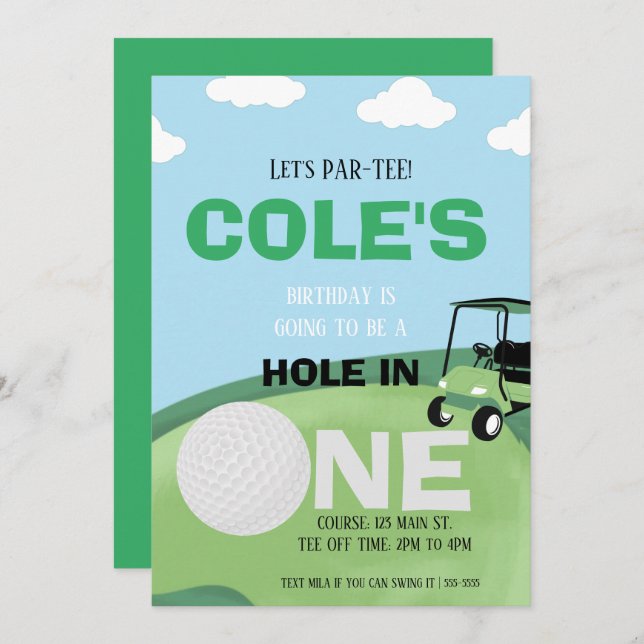 Hole in ONE Par-tee Birthday Invitation  (Front/Back)