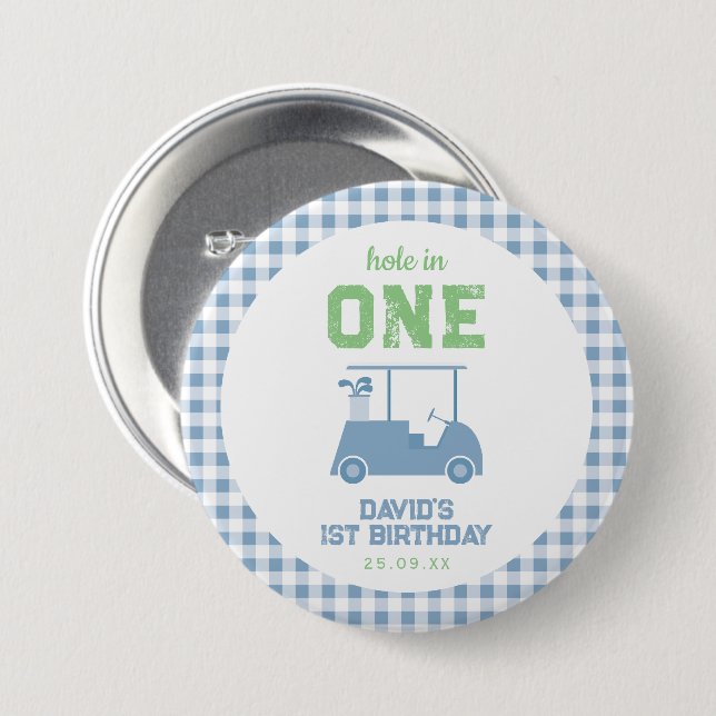 Hole in One Par Tee Boy 1st Birthday 7.5 Cm Round Badge (Front & Back)