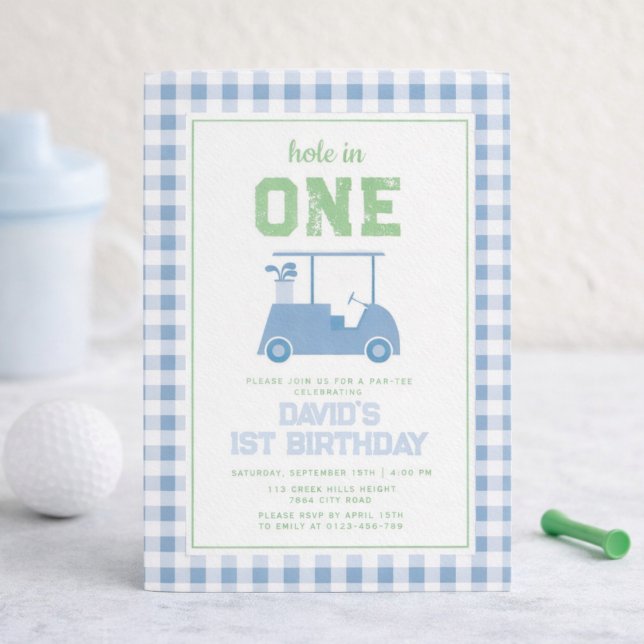 Hole in One Par Tee Boy 1st Birthday Invitation (Creator Uploaded)