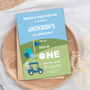 Hole in One Party Theme for Baby Boy Invitation