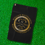 Hole in One Personalised Black And Gold Golf Towel<br><div class="desc">Personalise the name,  location hole number and date to create a great keepsake to celebrate that fantastic hole in one. Designed by Thisisnotme©</div>