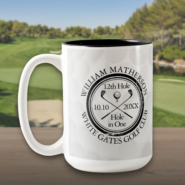 Hole in One Personalised Golf Ball Two-Tone Coffee Mug (Hole in One Personalized Golf Ball Two-Tone Coffee Mug)
