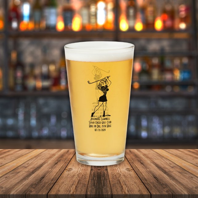 Hole in One Personalised Retro Style Girl Gift Glass (Creator Uploaded)