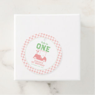 Hole in One Pink Check Girl First Birthday Favour Tags